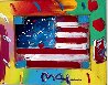 Flag with Heart Ver #52 Acrylic on Canvas 2002 18x20 Original Painting by Peter Max - 3