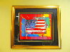 Flag with Heart Unique 1998 33x38 Works on Paper (not prints) by Peter Max - 1