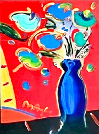 Flowers Unique 1997 37x31 Works on Paper (not prints) - Peter Max