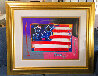 Flag with Heart Unique 1999 30x36 Works on Paper (not prints) by Peter Max - 1