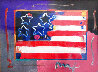 Flag with Heart Unique 1999 30x36 Works on Paper (not prints) by Peter Max - 0