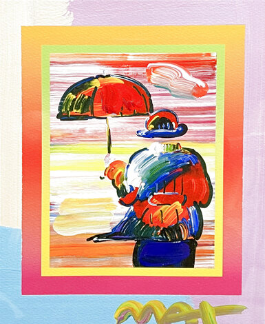 Umbrella Man on Blends Unique 25x23 Works on Paper (not prints) - Peter Max