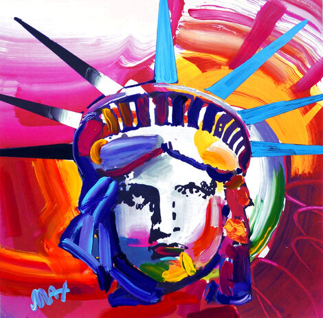 Liberty Head Unique 2004 24x24 Works on Paper (not prints) - Peter Max