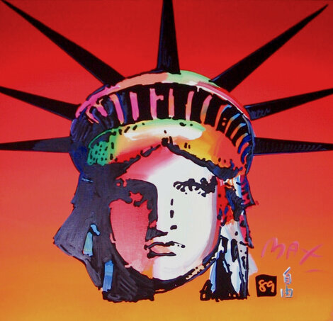 Liberty Head 1991 64x64 - Huge - Signed Twice Original Painting - Peter Max