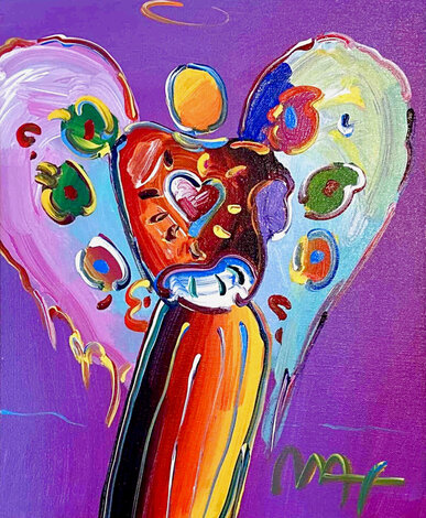 Angel with Heart XI #143 2017 27x24 Original Painting - Peter Max