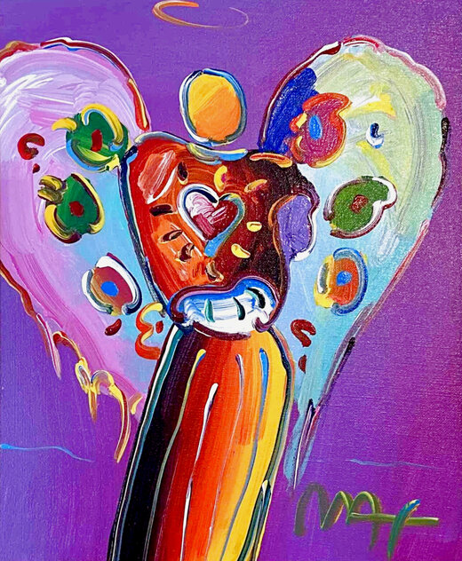 Angel with Heart XI #143 2017 27x24 Original Painting by Peter Max