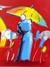 Rainbow Umbrella Man in Reeds Ver. II #206 2016 28x32 - Framed Acrylic on Canvas Original Painting by Peter Max - 2