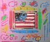 Flag with Heart Unique 12x14 Works on Paper (not prints) by Peter Max - 0