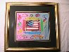 Flag with Heart Unique 12x14 Works on Paper (not prints) by Peter Max - 1