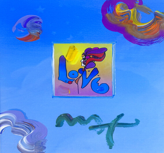 Love Unique Framed Mixed Media 11x9 by Peter Max - For Sale on Art