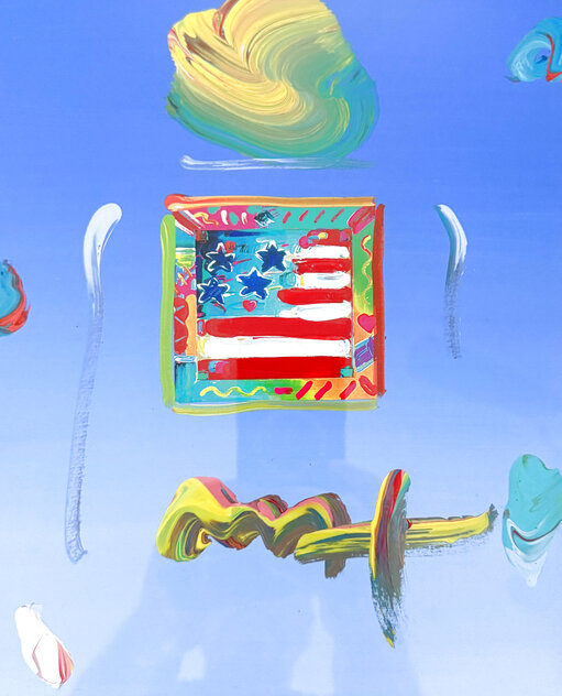 Freedom: The Flag 2005 23x21 - Framed Mixed Media by Peter Max