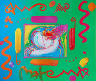 I Love the World Collage Unique Works on Paper (not prints) by Peter Max - 0