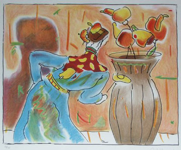 Robed Man And Vase 1980 Limited Edition Print - Peter Max Robed Man And Vase 1980 Limited Edition Print - Peter Max