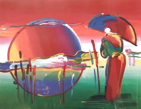 Rainbow Umbrella Man in Reeds 2007 Limited Edition Print - Peter Max