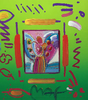 Angel With Heart Collage Ver II Unique 2007 27x25 Works on Paper (not prints) - Peter Max Angel With Heart Collage Ver II Unique 2007 27x25 Works on Paper (not prints) - Peter Max