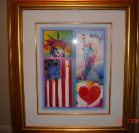 Patriot Series Two Liberties  Unique 19x15 Works on Paper (not prints) by Peter Max - 1