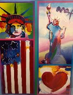 Patriot Series Two Liberties Unique 19x15 Works on Paper (not prints) by Peter Max - 0 Patriot Series Two Liberties Unique 19x15 Works on Paper (not prints) by Peter Max - 0