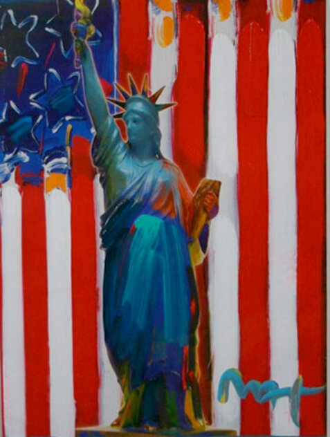 United We Stand Unique 2005 24x18 Original Painting by Peter Max