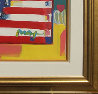 American Flag with Heart Unique 1999 30x36 Works on Paper (not prints) by Peter Max - 3