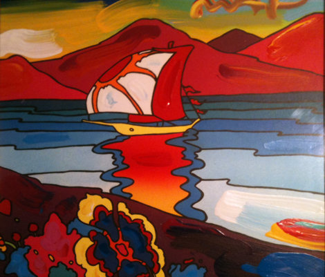 Sunset Sail from Suite: Retrospective IV Unique  22x22 Works on Paper (not prints) - Peter Max