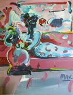 Reclining Woman on Couch 1991 44x38 Super Huge Original Painting by Peter Max - 0 Reclining Woman on Couch 1991 44x38 Super Huge Original Painting by Peter Max - 0