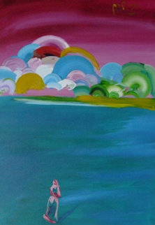 Figure and Better World 1992 50x38 Huge Original Painting - Peter Max Figure and Better World 1992 50x38 Huge Original Painting - Peter Max