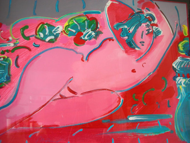 Reclining in Red 1988 35x45 Huge Works on Paper (not prints) by Peter Max