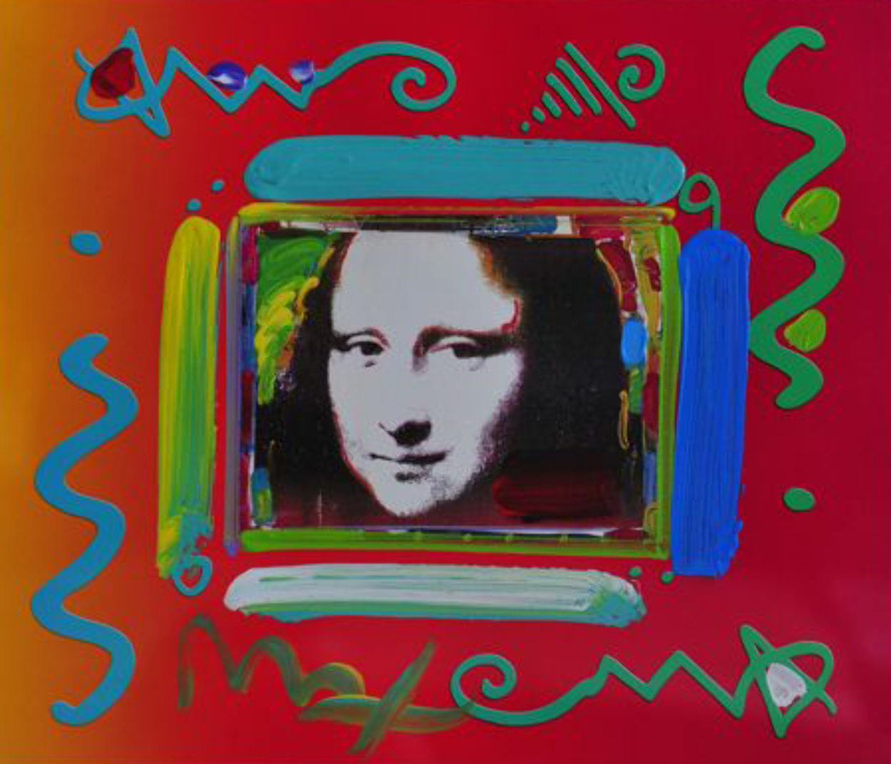 Mona Lisa Collage 2 Unique 12x14 Works on Paper (not prints) by Peter Max Mona Lisa Collage 2 Unique 12x14 Works on Paper (not prints) by Peter Max