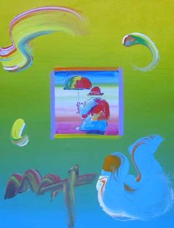 Umbrella Man 12x9 Original Painting - Peter Max Umbrella Man 12x9 Original Painting - Peter Max
