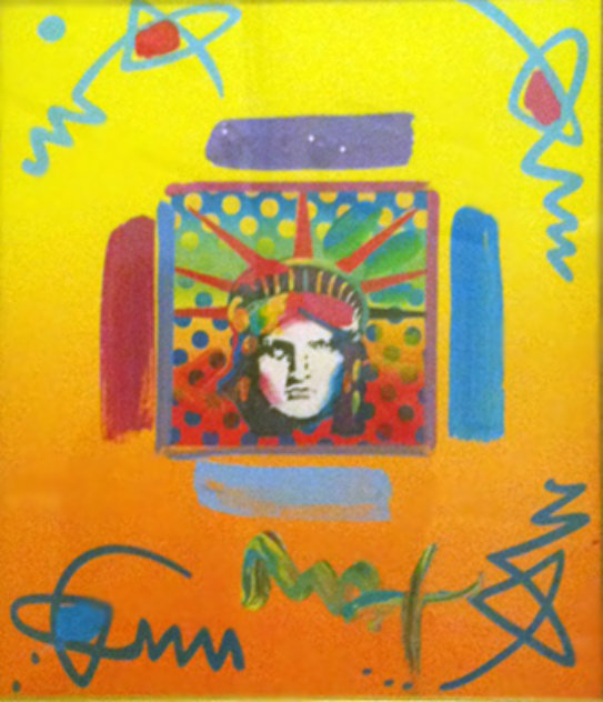 Liberty Head II Collage 1997 14x12 Works on Paper (not prints) by Peter Max