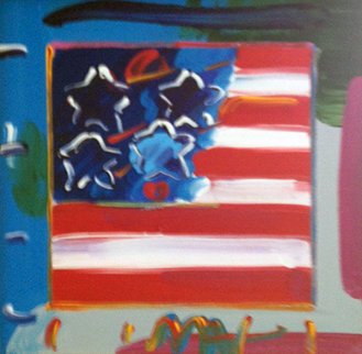 Flag with Heart Ver. XXIII #93 2008 10x10 Original Painting - Peter Max Flag with Heart Ver. XXIII #93 2008 10x10 Original Painting - Peter Max