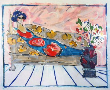 Lady on Couch - Blue (early work 1973) Limited Edition Print - Peter Max