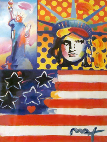 God Bless America IV Unique 24x18 Works on Paper (not prints) - Peter Max