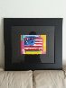 Flag With Heart Unique 20x32 Works on Paper (not prints) by Peter Max - 1