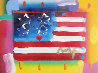 Flag With Heart Unique 20x32 Works on Paper (not prints) by Peter Max - 0