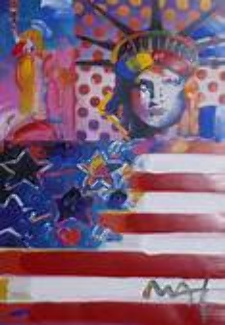God Bless America II Unique 2001 24x18 Works on Paper (not prints) by Peter Max God Bless America II Unique 2001 24x18 Works on Paper (not prints) by Peter Max