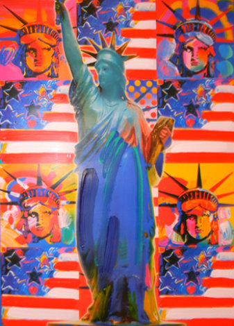 God Bless America With Five Liberties 2001 Unique Works on Paper (not prints) - Peter Max