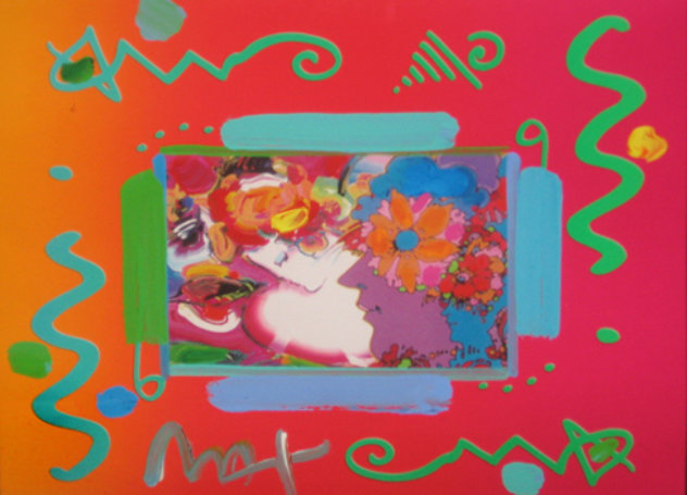 Flower Blossom Lady Collage 2000 12x14 Works on Paper (not prints) by Peter Max