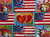 4 Flags, 2 Hearts, and 4 Liberties 2006 Unique Works on Paper (not prints) by Peter Max - 0