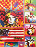 Five Liberties And Flag 2006 Unique 32x29 Works on Paper (not prints) by Peter Max - 0
