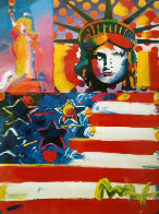 God Bless America II Unique 24x18 Works on Paper (not prints) by Peter Max - 0