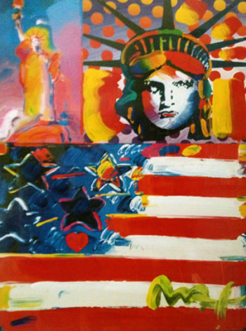 God Bless America II Unique 24x18 Works on Paper (not prints) - Peter Max