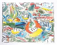 Flower Abstract 1980 Limited Edition Print by Peter Max - 1 Flower Abstract 1980 Limited Edition Print by Peter Max - 1
