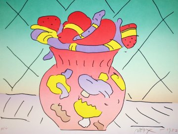 Red Vase 1982 Limited Edition Print - Peter Max Red Vase 1982 Limited Edition Print - Peter Max