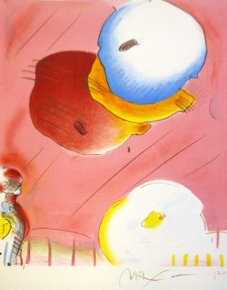 Two Floating PP 1980 Unique 27x21 Works on Paper (not prints) - Peter Max Two Floating PP 1980 Unique 27x21 Works on Paper (not prints) - Peter Max