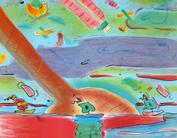 Sailboats PP 1980 Unique Embellished Works on Paper (not prints) - Peter Max Sailboats PP 1980 Unique Embellished Works on Paper (not prints) - Peter Max