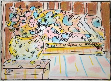 Lady on Couch With Vase 1978 Limited Edition Print - Peter Max Lady on Couch With Vase 1978 Limited Edition Print - Peter Max