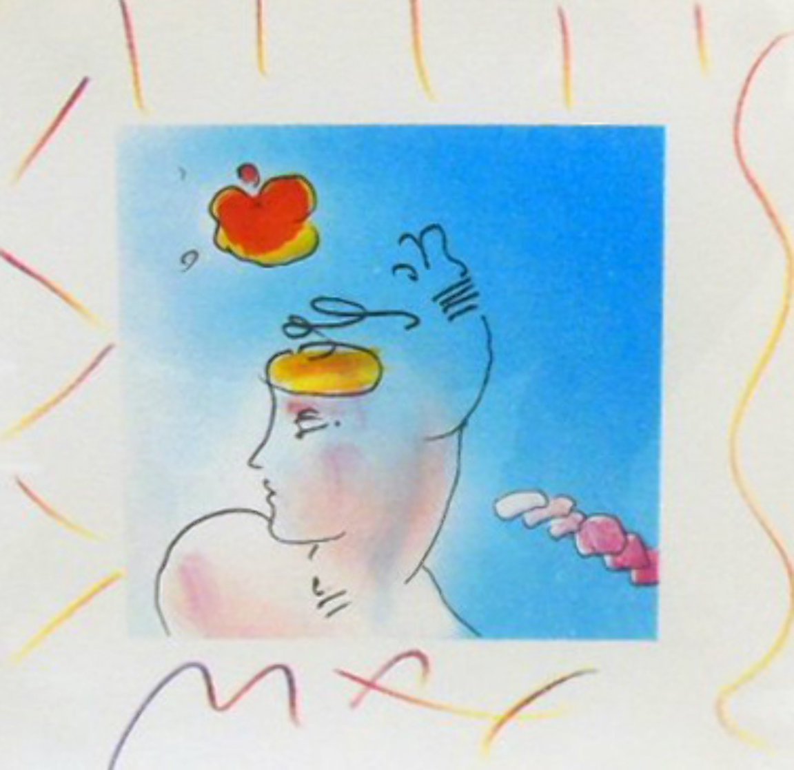 Lady and Zoople 1993 10x10 Works on Paper (not prints) by Peter Max