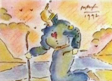 Sage By The Lake Watercolor 1992 22x24 Watercolor - Peter Max Sage By The Lake Watercolor 1992 22x24 Watercolor - Peter Max