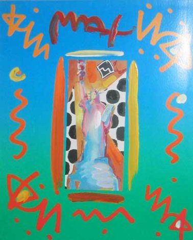 Statue of Liberty Collage 14x12 Works on Paper (not prints) - Peter Max